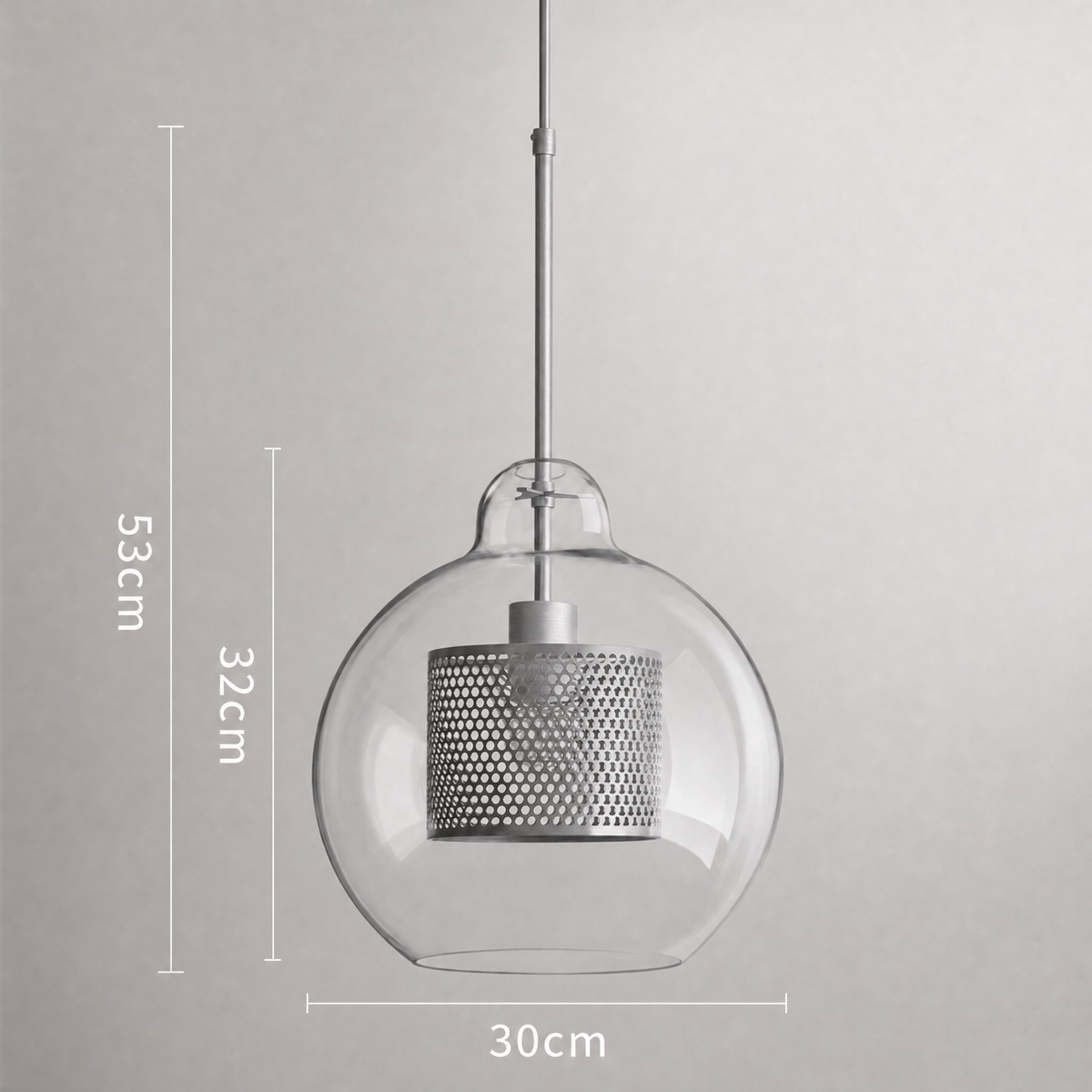 Glass Globe Pendant Light with Brass Fitting