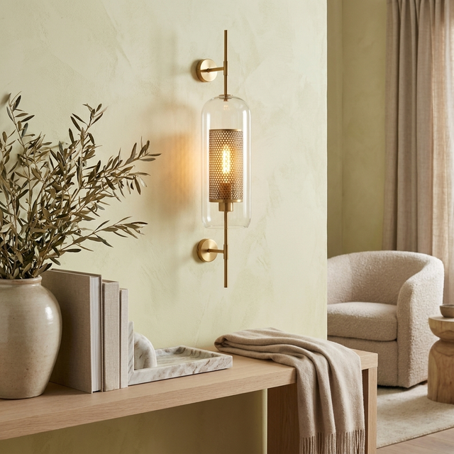 Glass Globe Wall Light with Brass Fitting