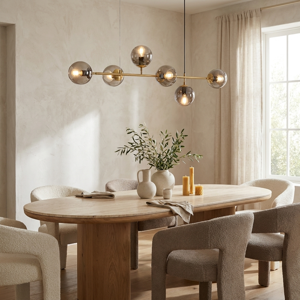 Olive Branch Tinted Glass 6-Light Chandelier