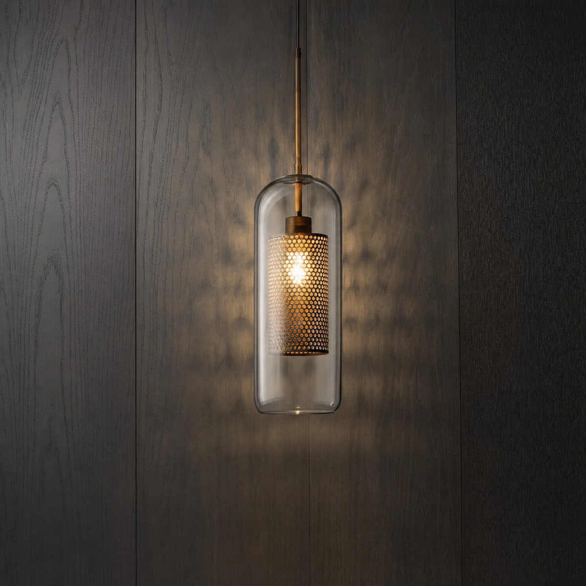 Glass Globe Pendant Light with Brass Fitting