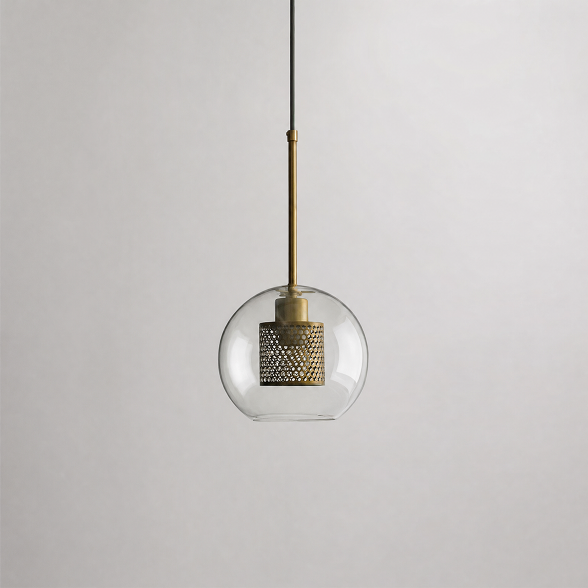 Glass Globe Pendant Light with Brass Fitting