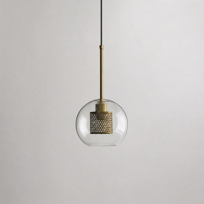 Glass Globe Pendant Light with Brass Fitting