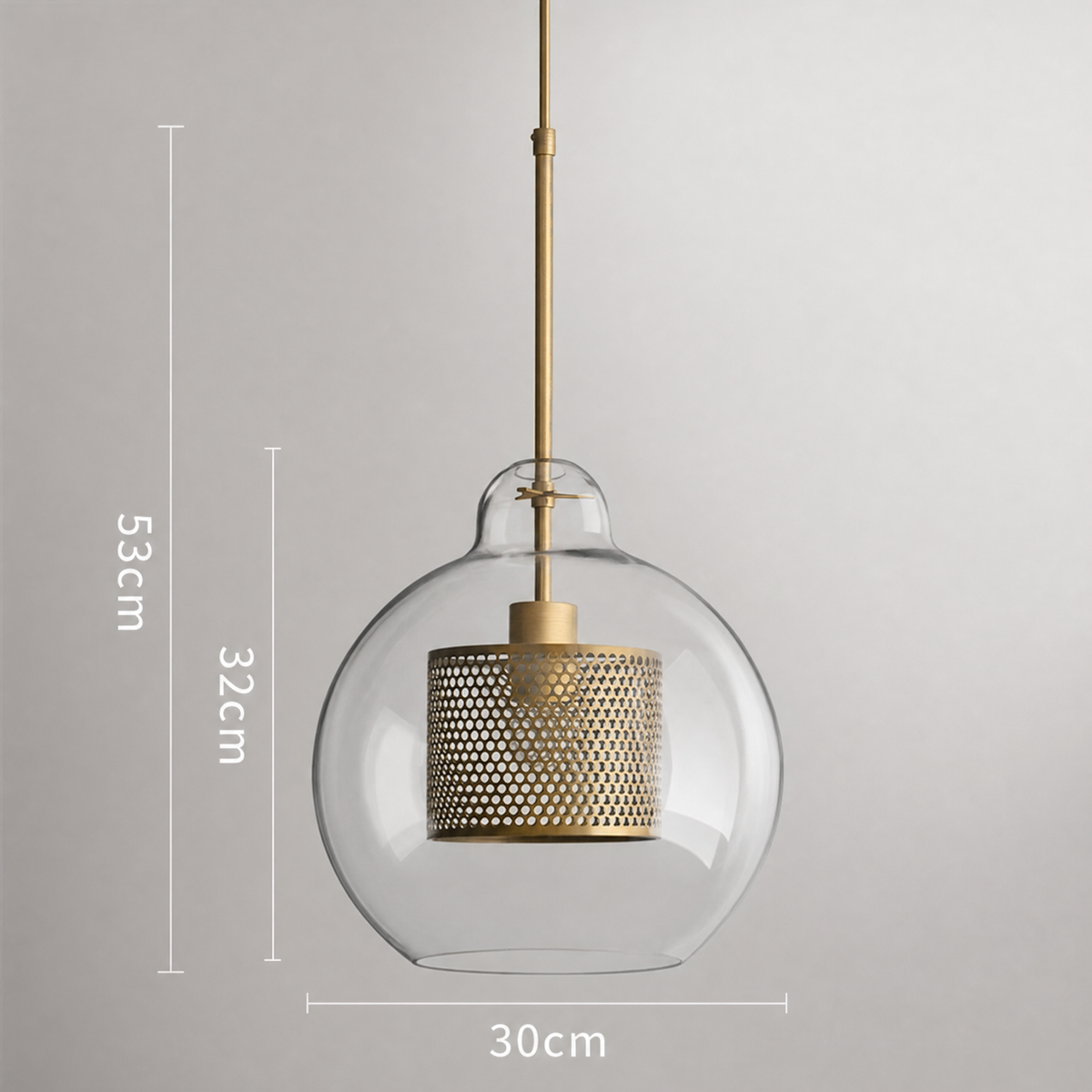 Glass Globe Pendant Light with Brass Fitting