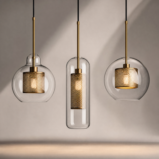 Glass Globe Pendant Light with Brass Fitting