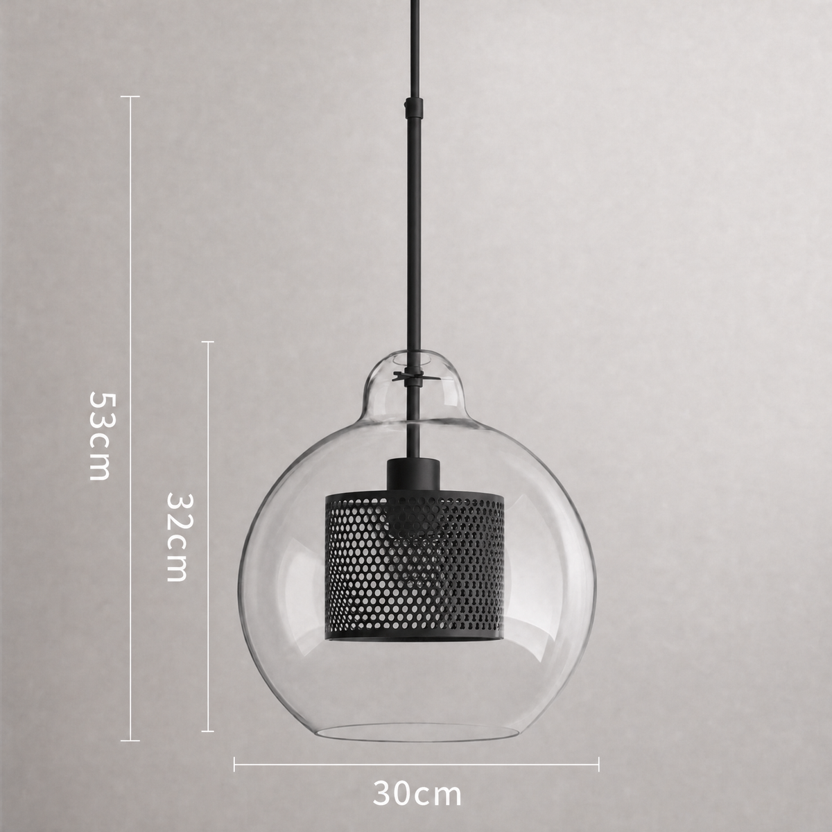 Glass Globe Pendant Light with Brass Fitting