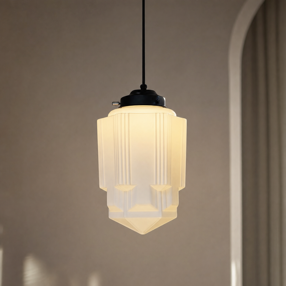 Art Deco Opal Glass Pendant Light