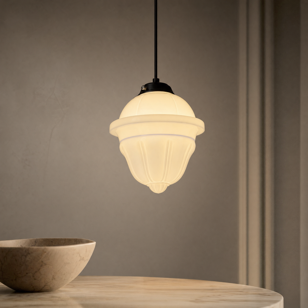 Art Deco Opal Glass Pendant Light