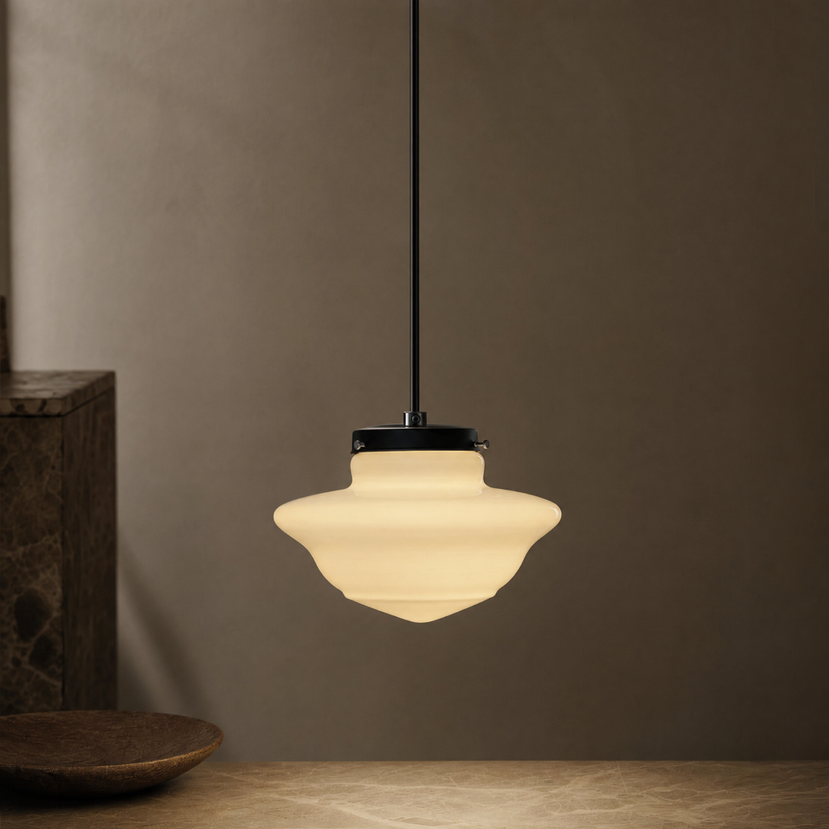 Art Deco Opal Glass Pendant Light