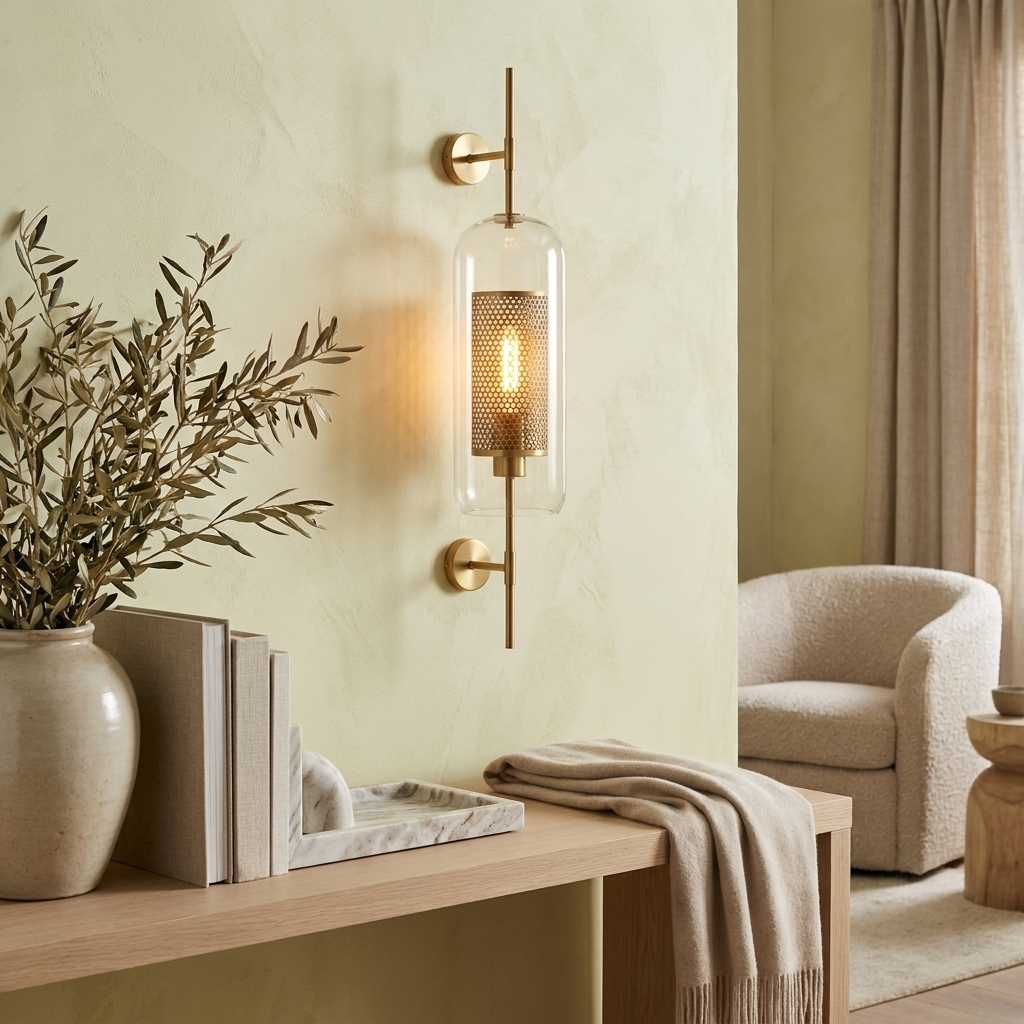 Glass Globe Wall Light with Brass Fitting