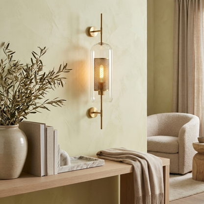 Glass Globe Wall Light with Brass Fitting