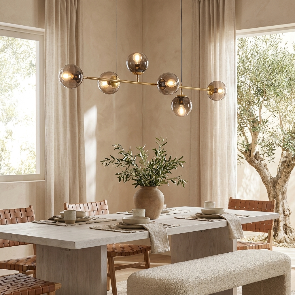 Olive Branch Tinted Glass 6-Light Chandelier