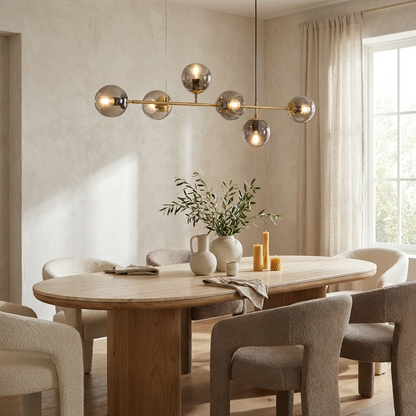 Olive Branch Tinted Glass 6-Light Chandelier