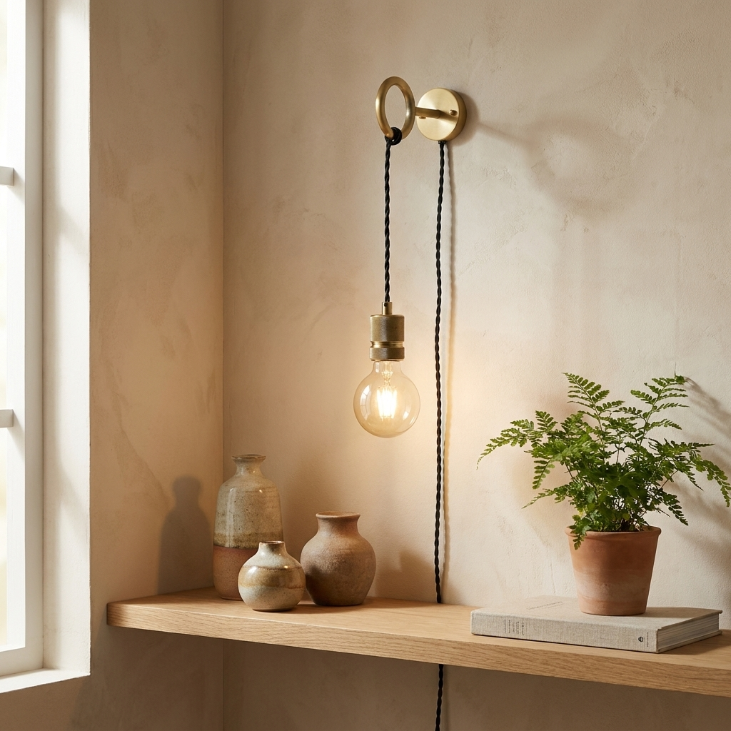 Brass Loop Plug-In Wall Light
