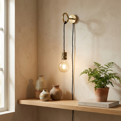 Brass Loop Plug-In Wall Light