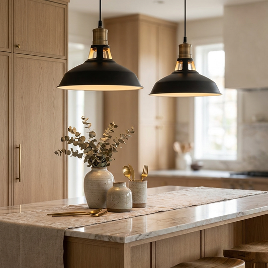 Two-Tone Industrial Pendant Light with Brass Fitting